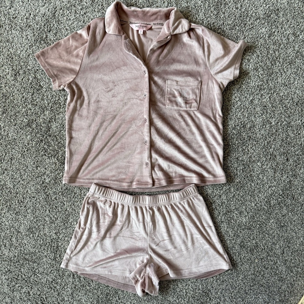 Juicy Couture 2pc Mauve Muse Studded Velour Sleep/Loungewear Set. Sz M